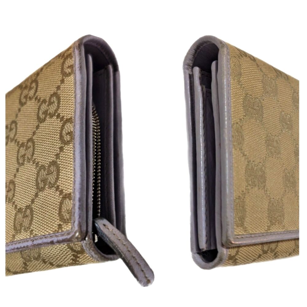 Gucci (Authentic) GG Monogram Canvas & Purple Leather Accent Long Vintage Wallet - Picture 5 of 11
